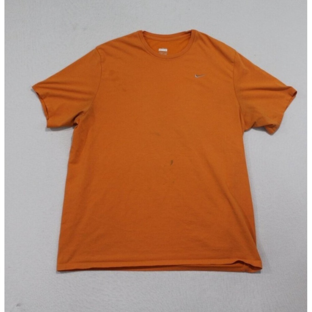 Nike Shirt Men Large Orange Fair Stains Dri-FIT Short Sleeve Activewear